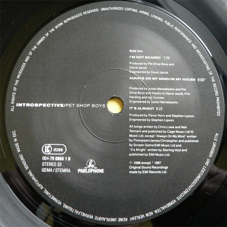 Pet Shop Boys : Introspective (LP, Album, No )