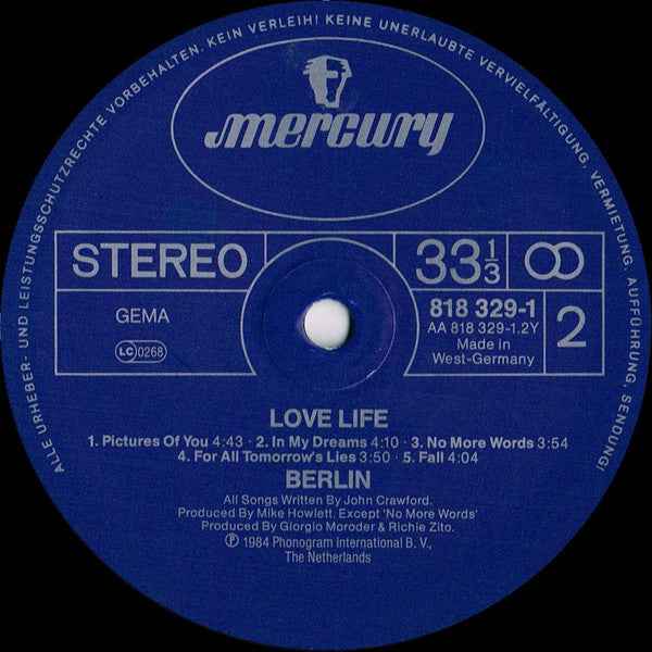 Berlin - Love Life (LP) (Near Mint (NM or M-))