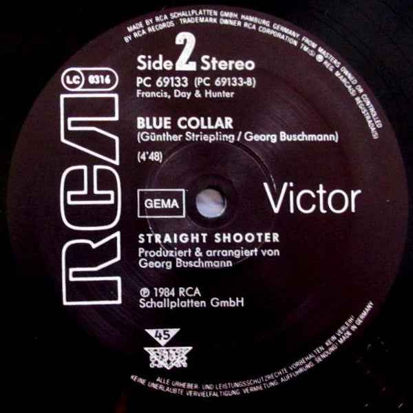 Straight Shooter - Deep In The Night / Blue Collar (12") (Near Mint (NM or M-))