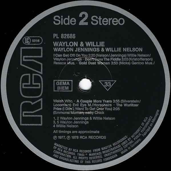 Waylon Jennings & Willie Nelson - Waylon & Willie (LP) (Very Good Plus (VG+))