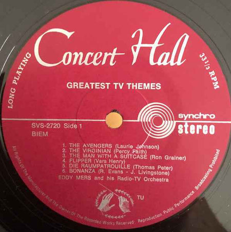 Eddy Mers And His Orchestra - Greatest TV Themes For Dancing (LP) (Near Mint (NM or M-))
