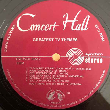 Eddy Mers And His Orchestra - Greatest TV Themes For Dancing (LP) (Near Mint (NM or M-))