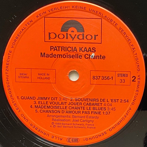 Patricia Kaas : Mademoiselle Chante... (LP, Album)