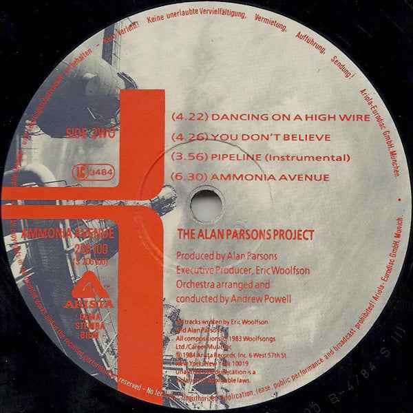 The Alan Parsons Project - Ammonia Avenue (LP) (Very Good Plus (VG+))