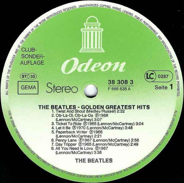The Beatles - Golden Greatest Hits (LP) (Near Mint (NM or M-))