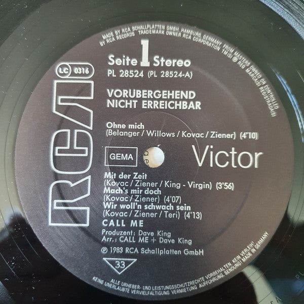 Call Me : Vorübergehend Nicht Erreichbar... (LP)