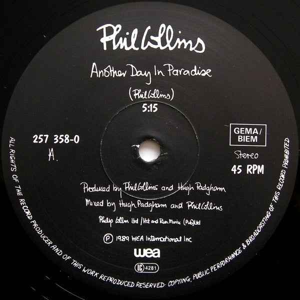 Phil Collins - Another Day In Paradise (12") (Very Good Plus (VG+))