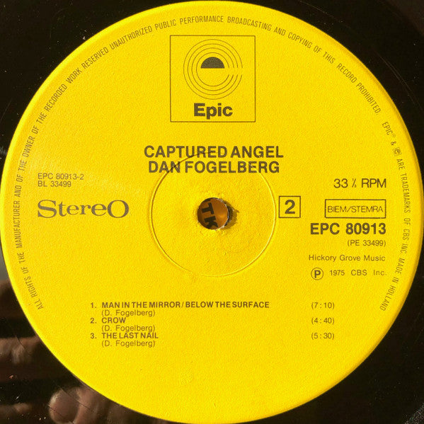 Dan Fogelberg : Captured Angel (LP, Album, Yel)
