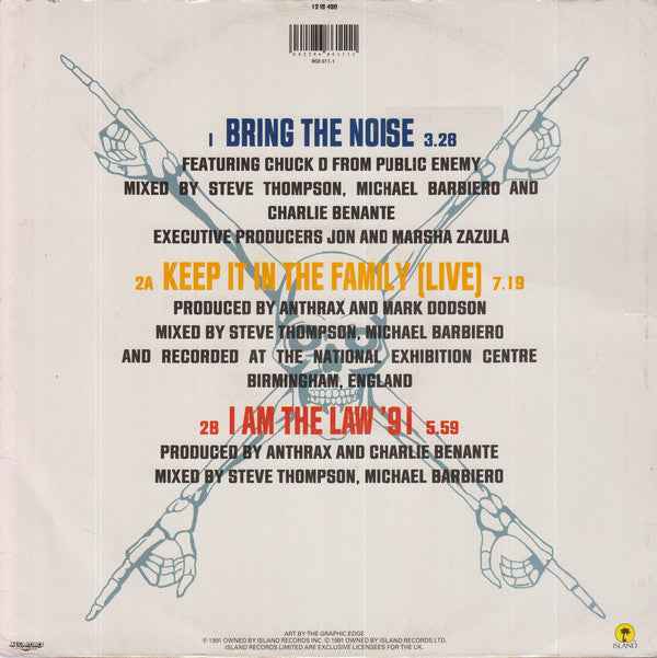 Anthrax featuring Chuck D - Bring The Noise (12") (Very Good (VG))