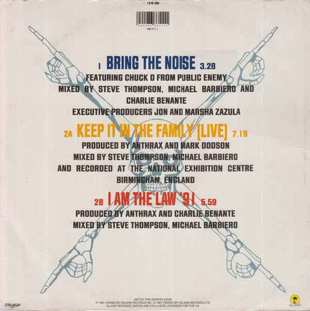 Anthrax featuring Chuck D - Bring The Noise (12") (Very Good (VG))