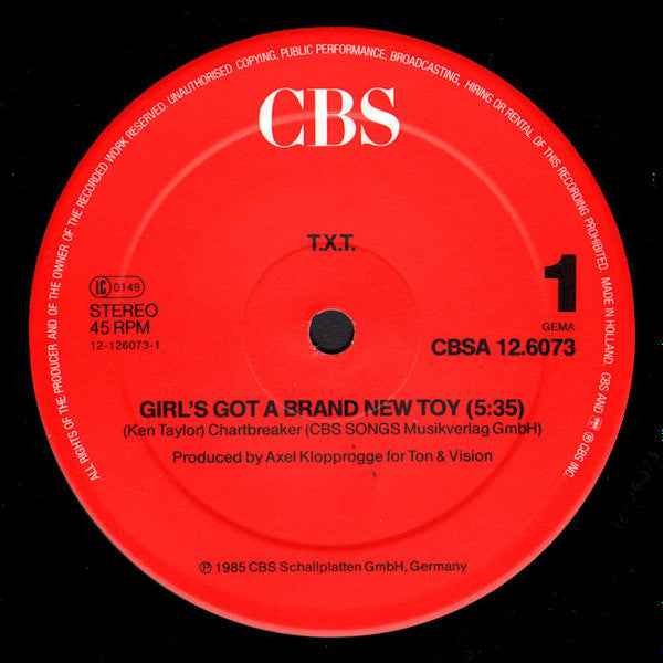 T.X.T. - Girl's Got A Brand New Toy (Extraordinary D.J.-Mix) (12") (Near Mint (NM or M-))
