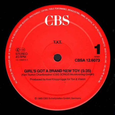 T.X.T. - Girl's Got A Brand New Toy (Extraordinary D.J.-Mix) (12") (Near Mint (NM or M-))