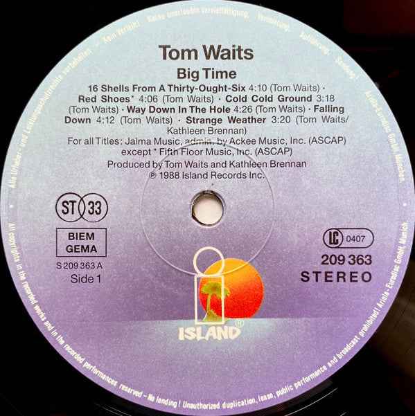 Tom Waits - Big Time (LP) (Very Good Plus (VG+))