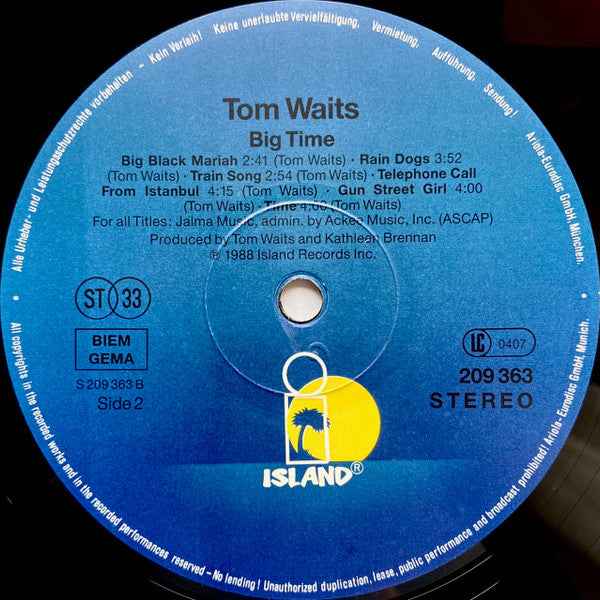 Tom Waits - Big Time (LP) (Very Good Plus (VG+))