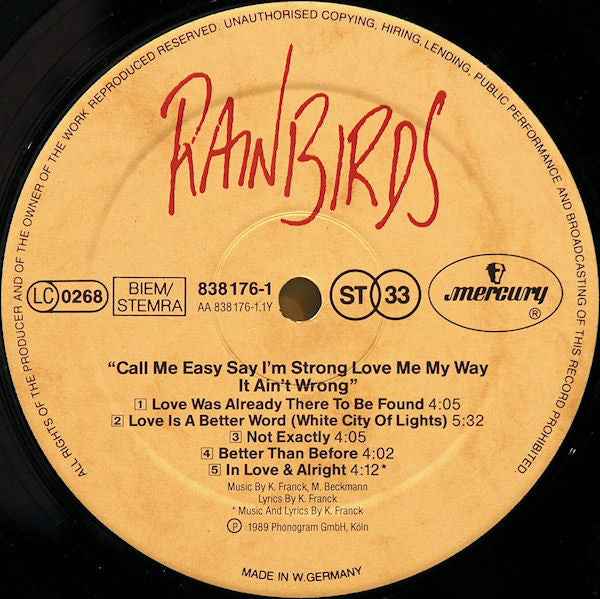 Rainbirds - Call Me Easy Say I'm Strong Love Me My Way It Ain't Wrong (LP) (Near Mint (NM or M-))