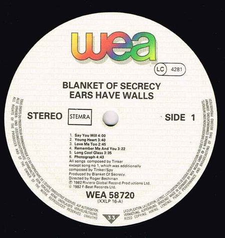 Blanket Of Secrecy - Ears Have Walls (LP) (Near Mint (NM or M-))