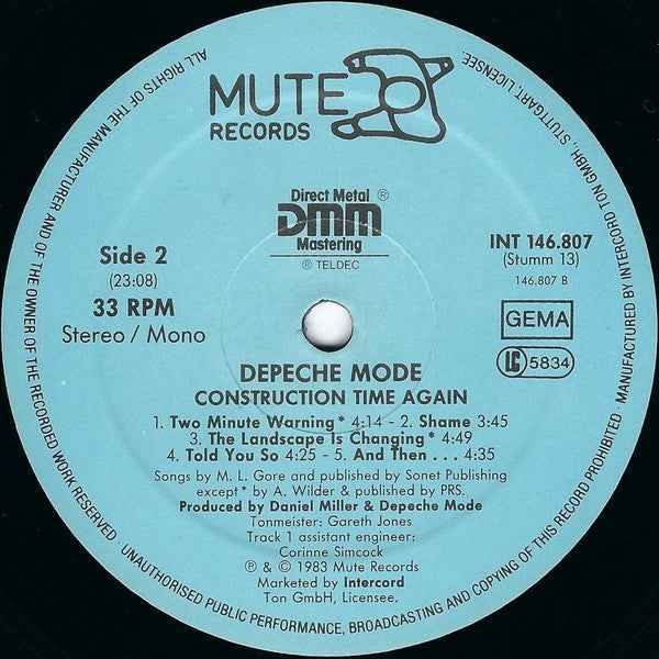 Depeche Mode - Construction Time Again (LP) (Near Mint (NM or M-))