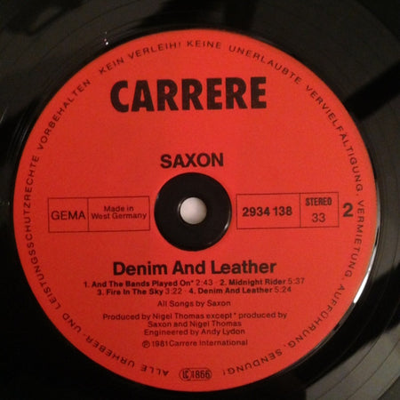 Saxon : Denim And Leather (LP, Album)