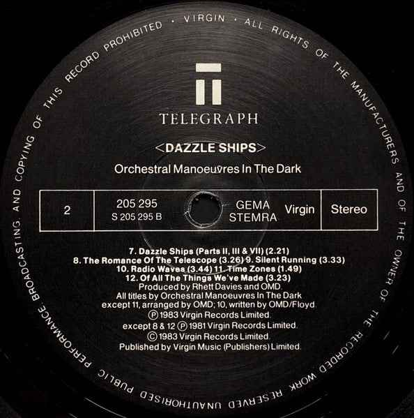 Orchestral Manoeuvres In The Dark - Dazzle Ships (LP) (Near Mint (NM or M-))