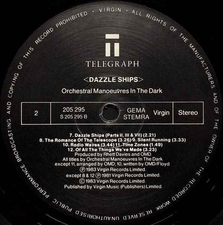 Orchestral Manoeuvres In The Dark - Dazzle Ships (LP) (Near Mint (NM or M-))