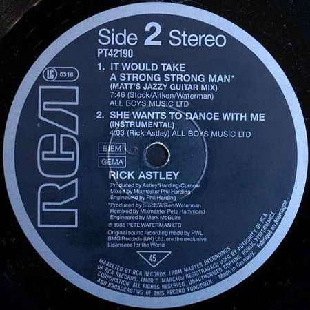 Rick Astley - She Wants To Dance With Me (12") (Near Mint (NM or M-))