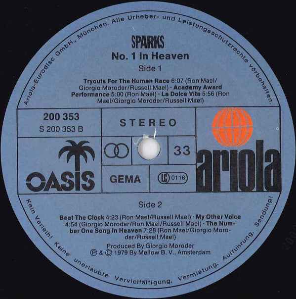 Sparks - No. 1 In Heaven (LP) (Very Good Plus (VG+))