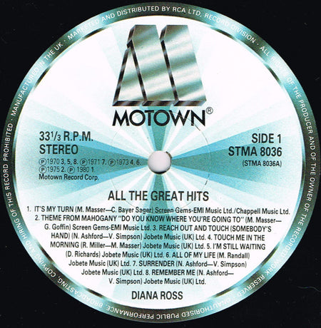 Diana Ross : All The Great Hits (LP, Comp)