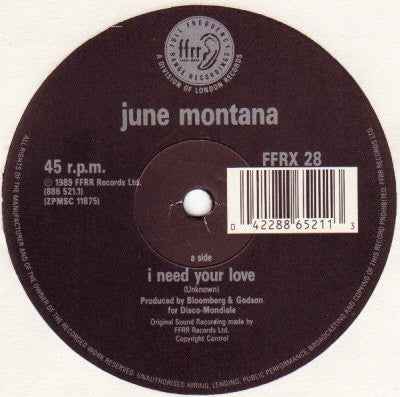 June Montana - I Need Your Love (12") (Near Mint (NM or M-))