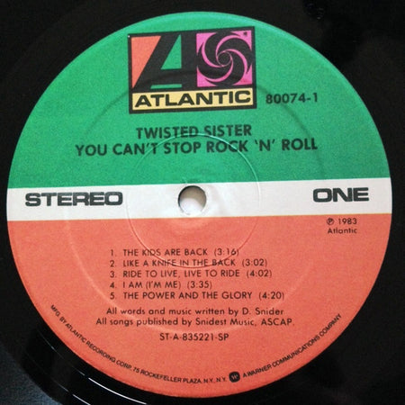 Twisted Sister : You Can't Stop Rock 'N' Roll (LP, Album, SP )