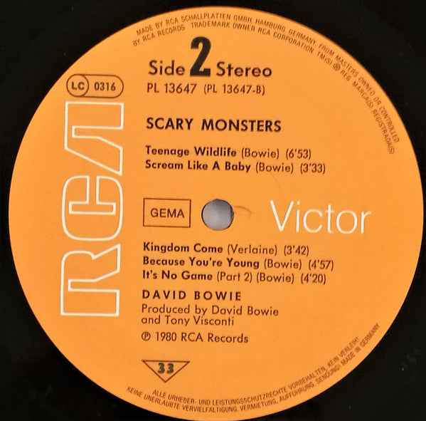 David Bowie - Scary Monsters (LP) (Very Good Plus (VG+))
