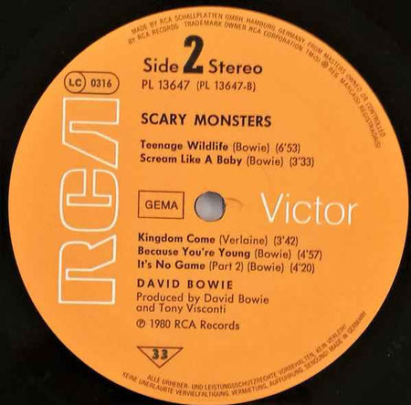David Bowie - Scary Monsters (LP) (Very Good Plus (VG+))