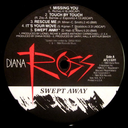 Diana Ross : Swept Away (LP, Album, Gat)