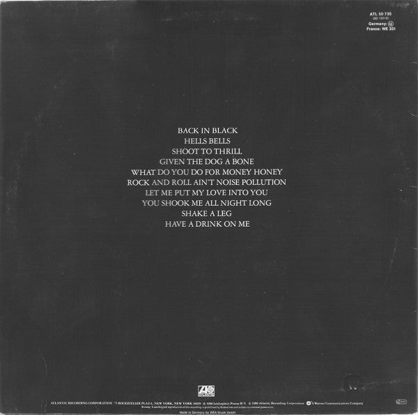 AC/DC : Back In Black (LP, Album)