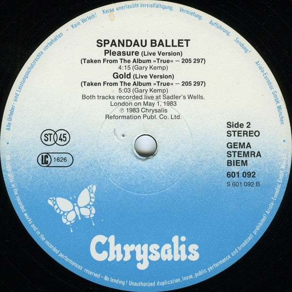 Spandau Ballet : Pleasure (12", Maxi)