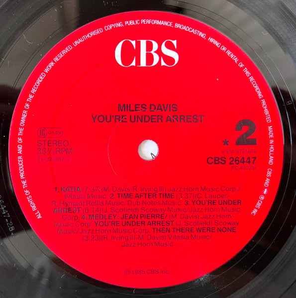 Miles Davis - You're Under Arrest (LP) (Near Mint (NM or M-))