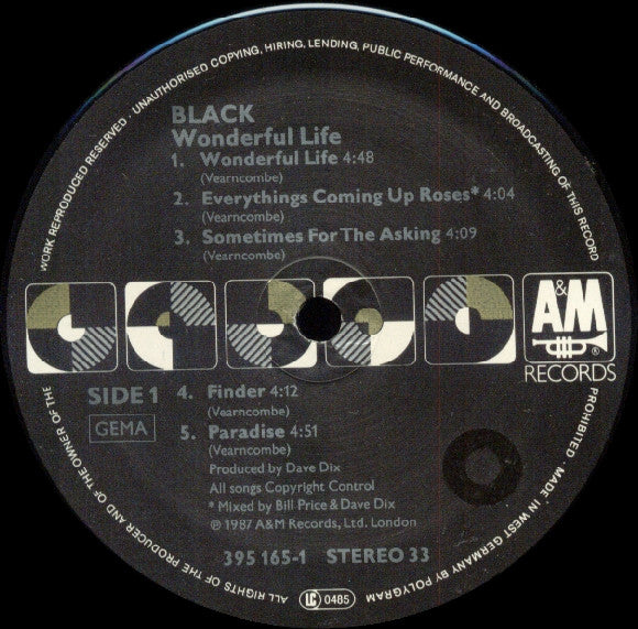 Black (2) : Wonderful Life (LP, Album)