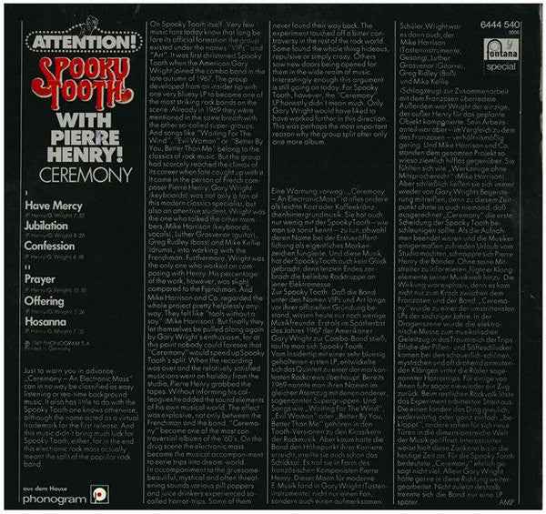 Spooky Tooth With Pierre Henry - Ceremony (LP) (Near Mint (NM or M-))