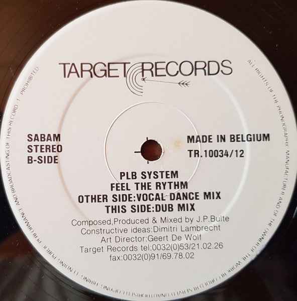PLB System - Feel The Rhythm (12") (Near Mint (NM or M-))