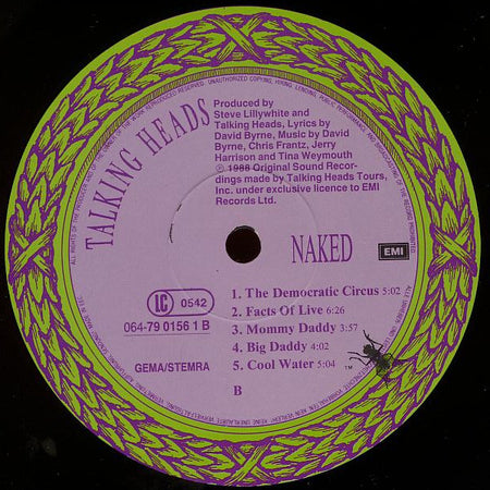 Talking Heads : Naked (LP, Album)