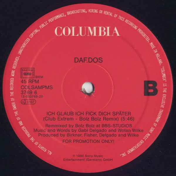 DAF / DOS - Ich Glaub Ich Fick Dich Später (12") (Near Mint (NM or M-))
